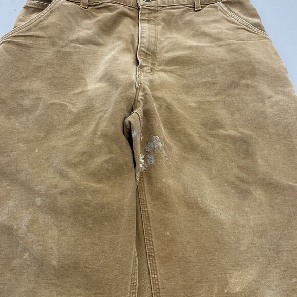 Vintage Y2k Carhartt Tan Workwear Painted Jeans 36x32 - Picture 2 of 4